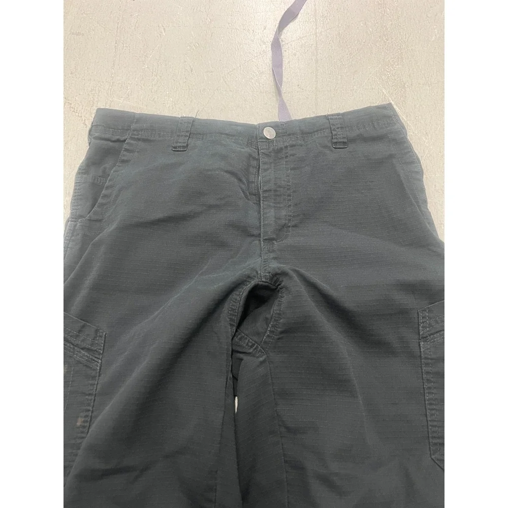 Carhartt Cargo Pants Mens‎ M Tall Black Cotton Ripstop Straight Workwear 32x31